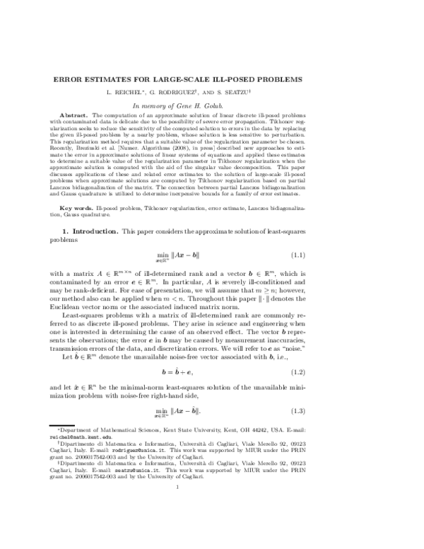 (PDF) Error estimates for large-scale ill-posed problems