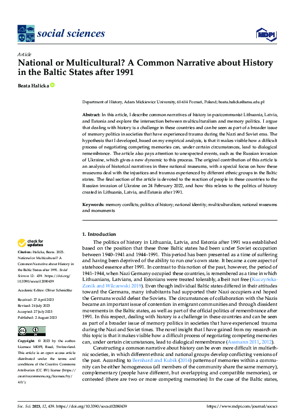 (PDF) National or Multicultural? A Common Narrative about History in ...