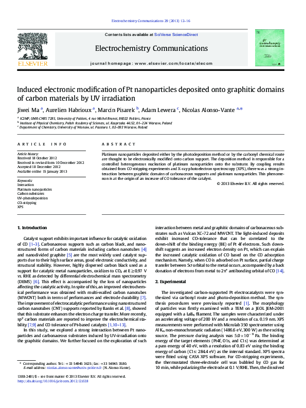 (PDF) Induced electronic modification of Pt nanoparticles deposited ...