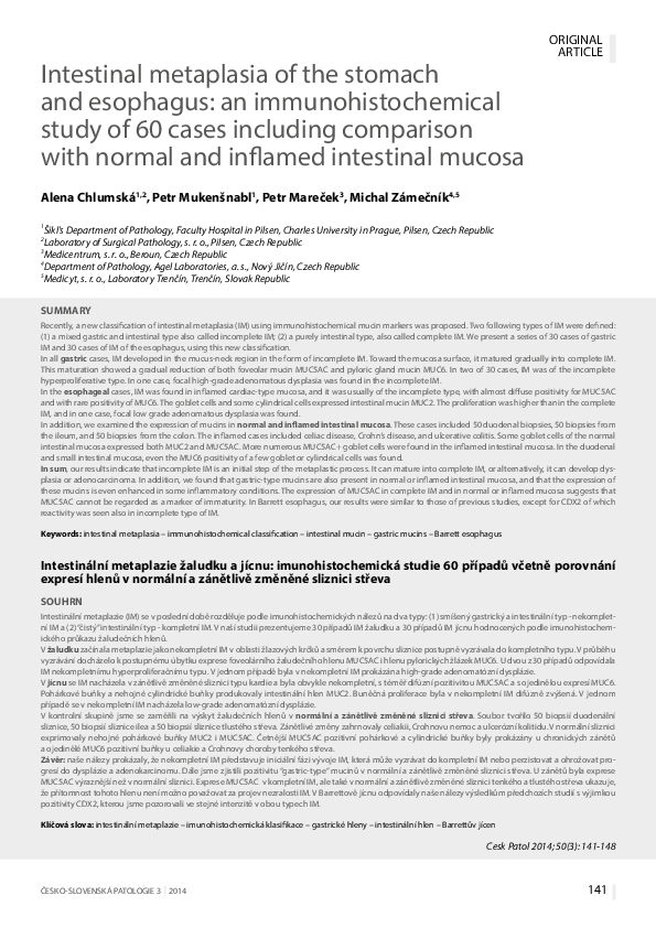 (PDF) Intestinal metaplasia of the stomach and esophagus: an ...