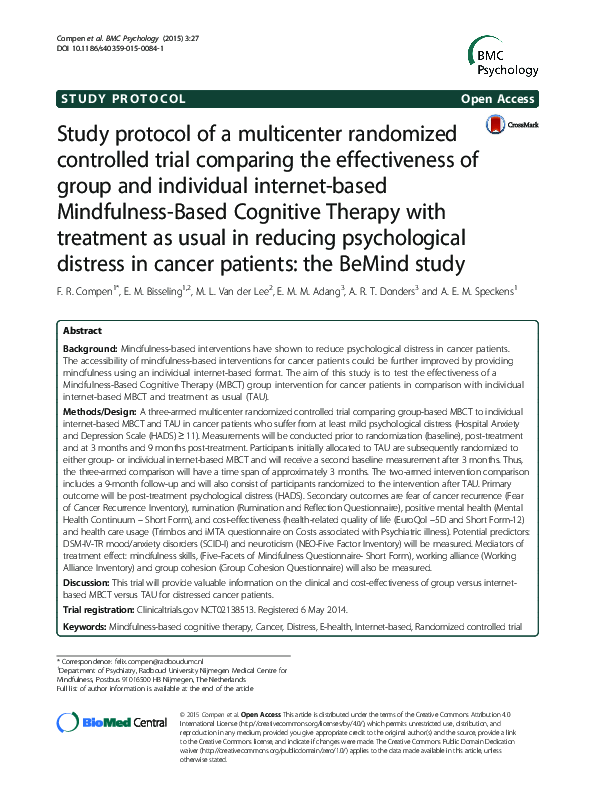 (PDF) Study protocol of a multicenter randomized controlled trial ...