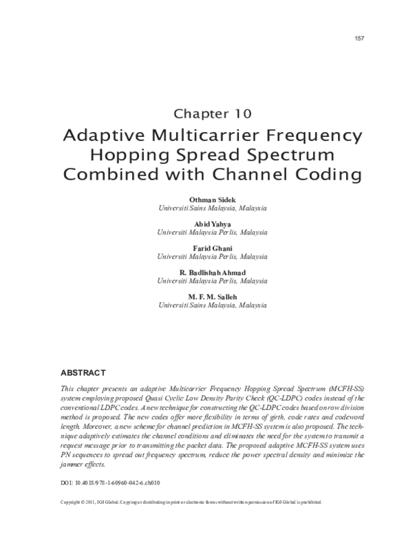 (PDF) Adaptive Multicarrier Frequency Hopping Spread Spectrum Combined ...