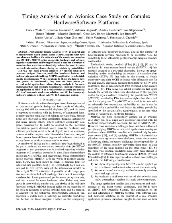 (PDF) Timing Analysis of an Avionics Case Study on Complex Hardware ...