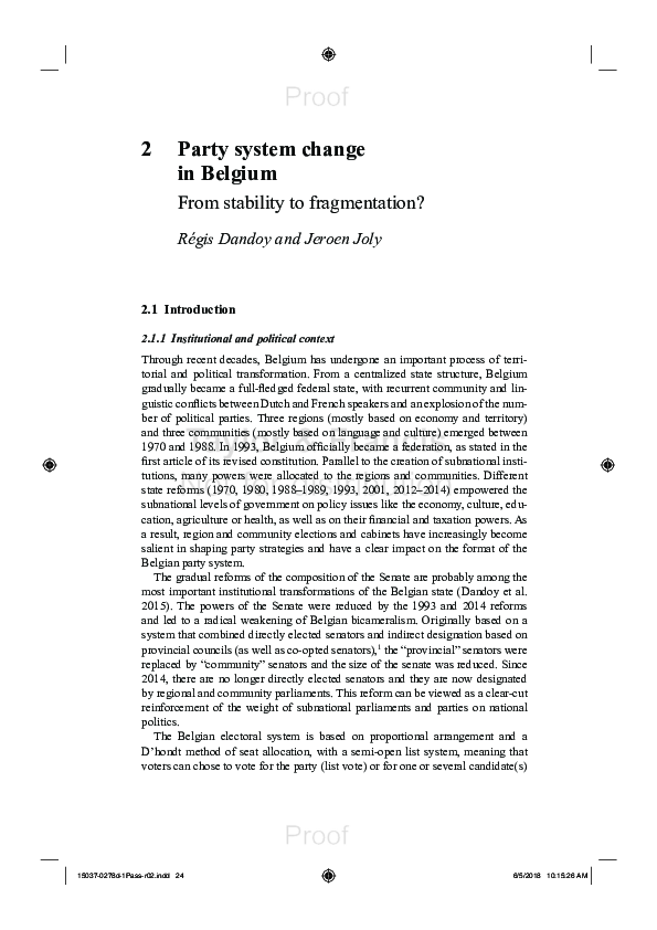 (PDF) Party system change in Belgium