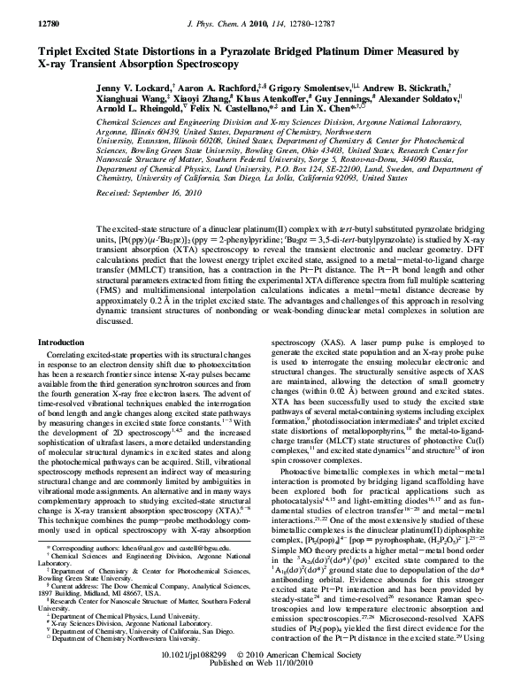 (PDF) Triplet Excited State Distortions in a Pyrazolate Bridged ...