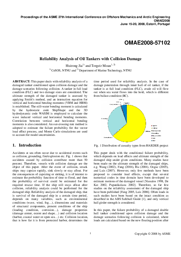 (PDF) Reliability Analysis of Oil Tankers With Collision Damage