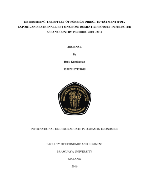 (PDF) Determining the effect of Foreign Direct Investment (FDI), Export ...