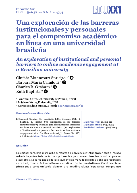 (PDF) An exploration of institutional and personal barriers to online ...