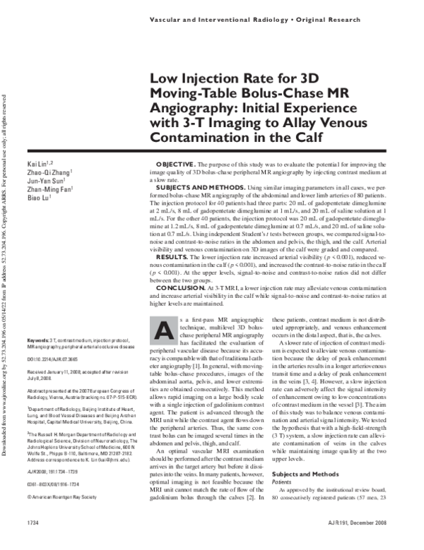 (PDF) Low Injection Rate for 3D Moving-Table Bolus-Chase MR Angiography ...