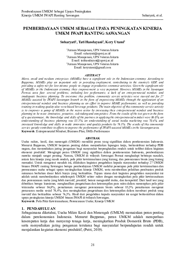 (PDF) Pemberdayaan UMKM Sebagai Upaya Peningkatan Kinerja UMKM IWAPI ...