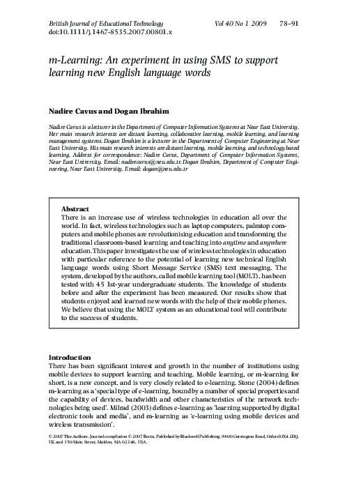 (PDF) m-Learning: An experiment in using SMS to support learning new ...