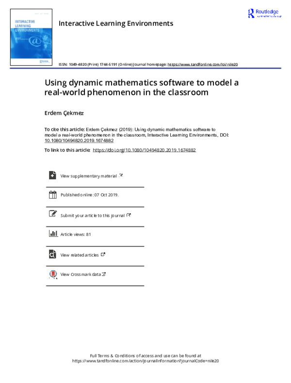 (PDF) Using dynamic mathematics software to model a real-world ...