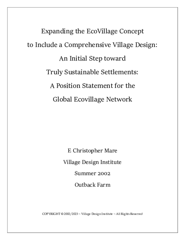 Picture of (PDF) Expanding the EcoVillage Concept to Include a Comprehensive ...