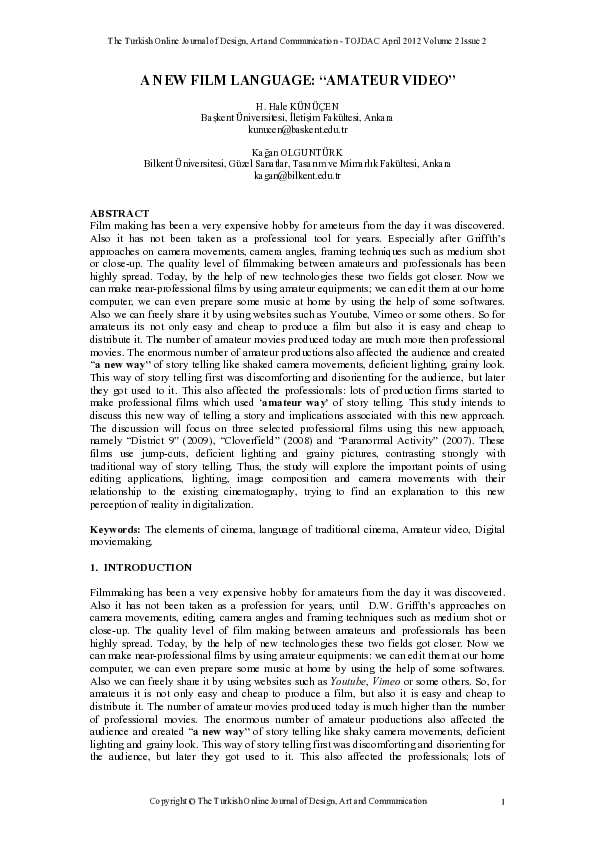 (PDF) A New Film Language: “Amateur Video”