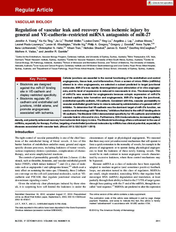 (PDF) Regulation of vascular leak and recovery from ischemic injury by