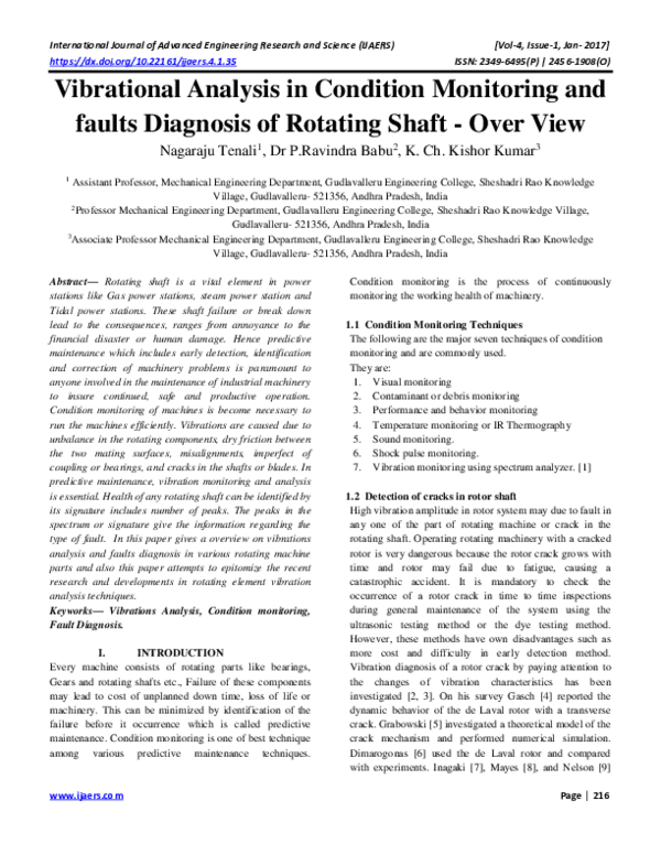 (PDF) Vibrational Analysis in Condition Monitoring and faults Diagnosis ...