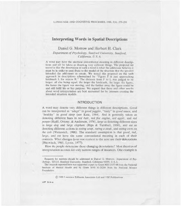 (PDF) Interpreting words in spatial descriptions