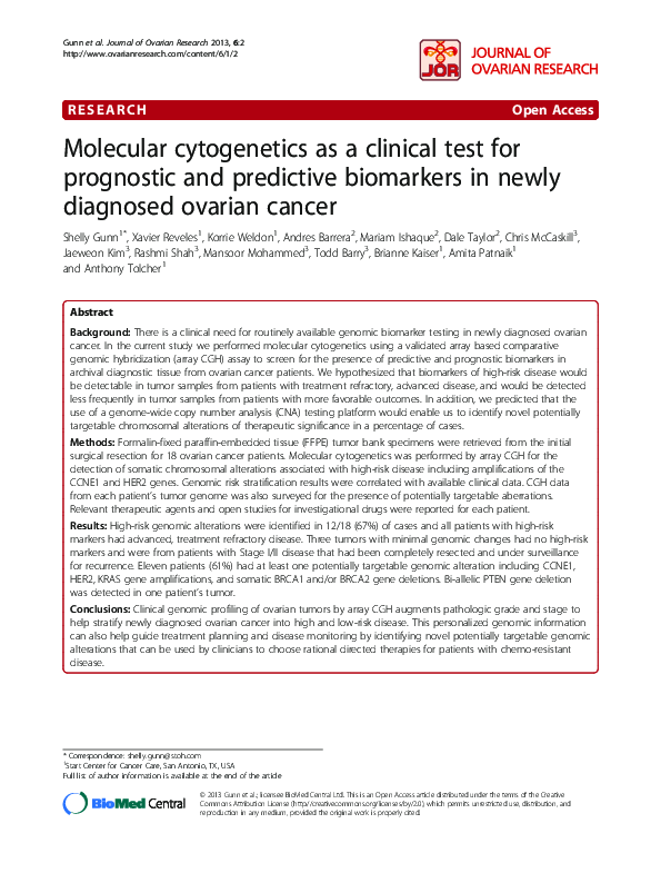 (PDF) Molecular cytogenetics as a clinical test for prognostic and ...
