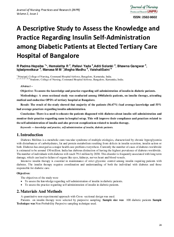 (PDF) A Descriptive Study to Assess the Knowledge and Practice ...