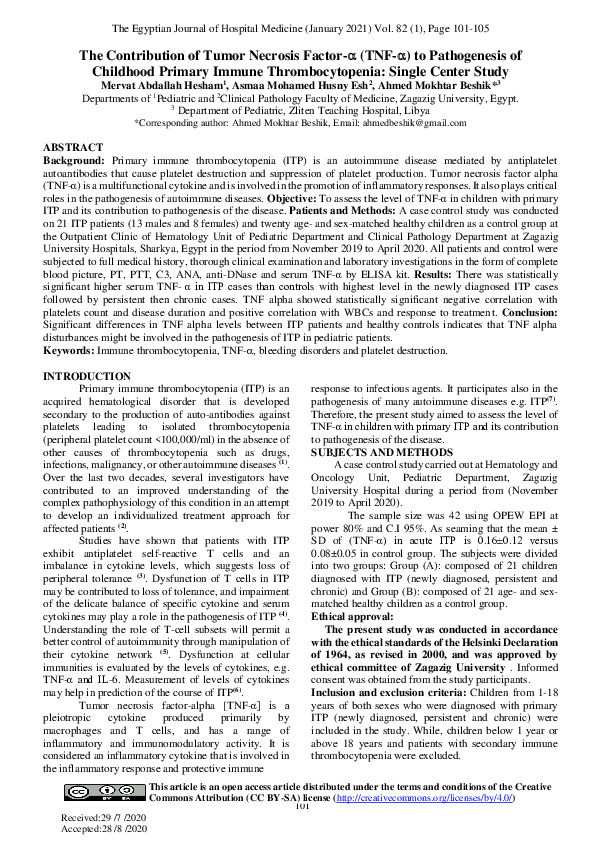 (PDF) The Contribution of Tumor Necrosis Factor-α (TNF-α) to ...