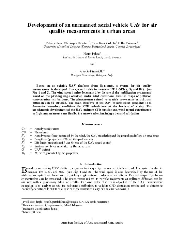 (PDF) Development of an unmanned aerial vehicle UAV for air quality ...