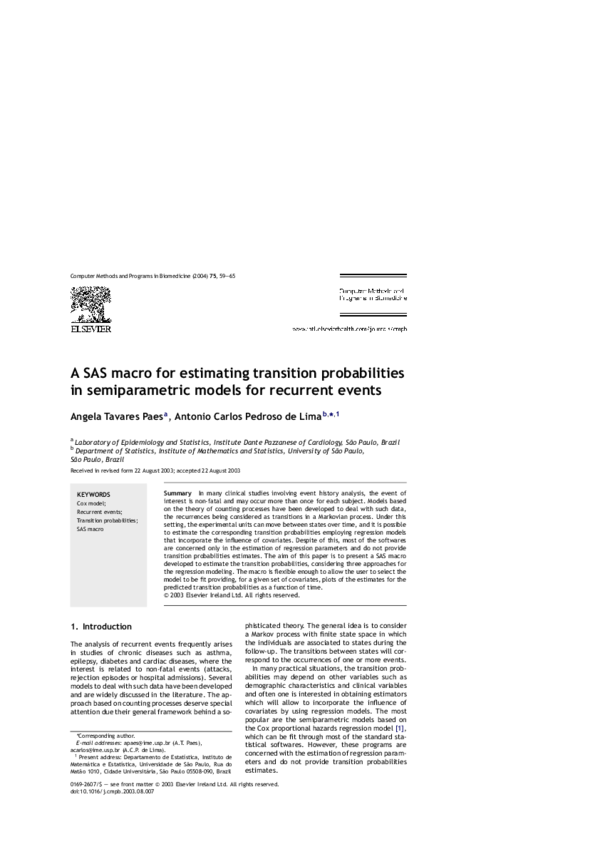(PDF) A SAS macro for estimating transition probabilities in ...