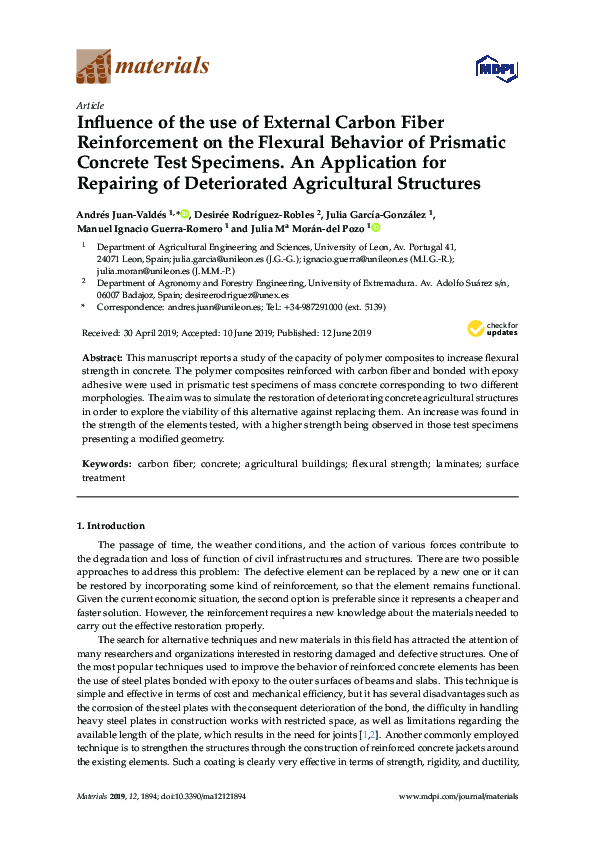 (PDF) Influence of the use of External Carbon Fiber Reinforcement on ...