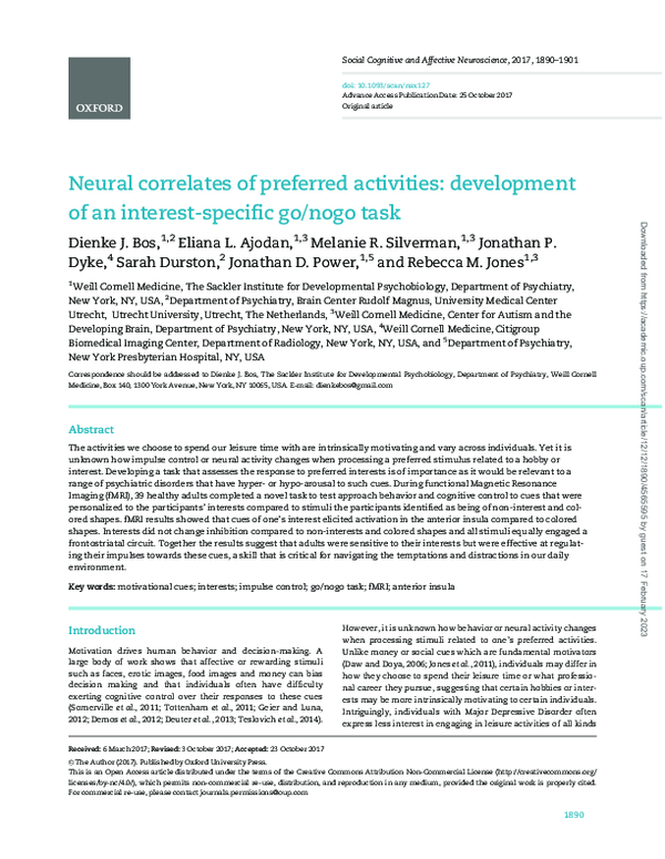 (PDF) Neural correlates of preferred activities: development of an ...