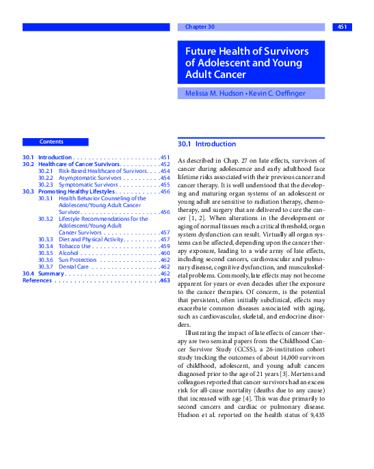 (PDF) Future Health of Survivors of Adolescent and Young Adult Cancer