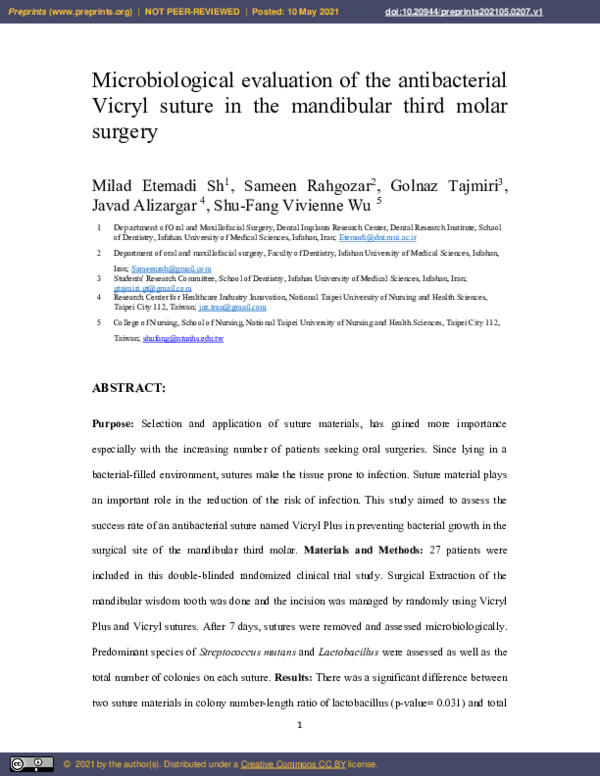 (pdf) microbiological evaluation of the antibacterial vicryl suture in