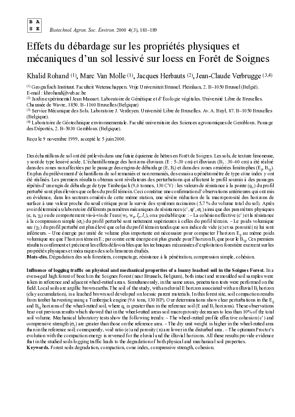 (PDF) Effets du débardage sur les propriétes physiques et mécaniques d ...