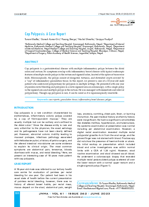 (PDF) Cap Polyposis A Case Report TUNAM KHADKA Academia.edu