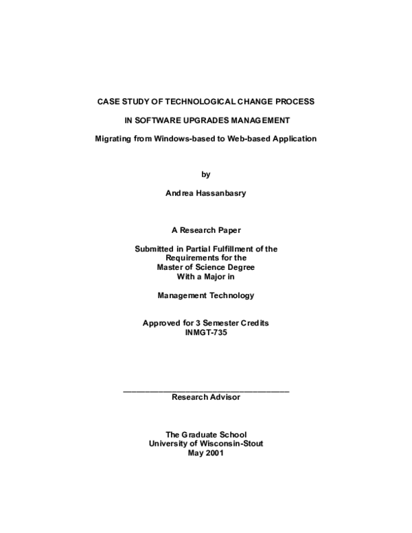 (PDF) CASE STUDY OF TECHNOLOGICAL CHANGE PROCESS IN SOFTWARE UPGRADES ...