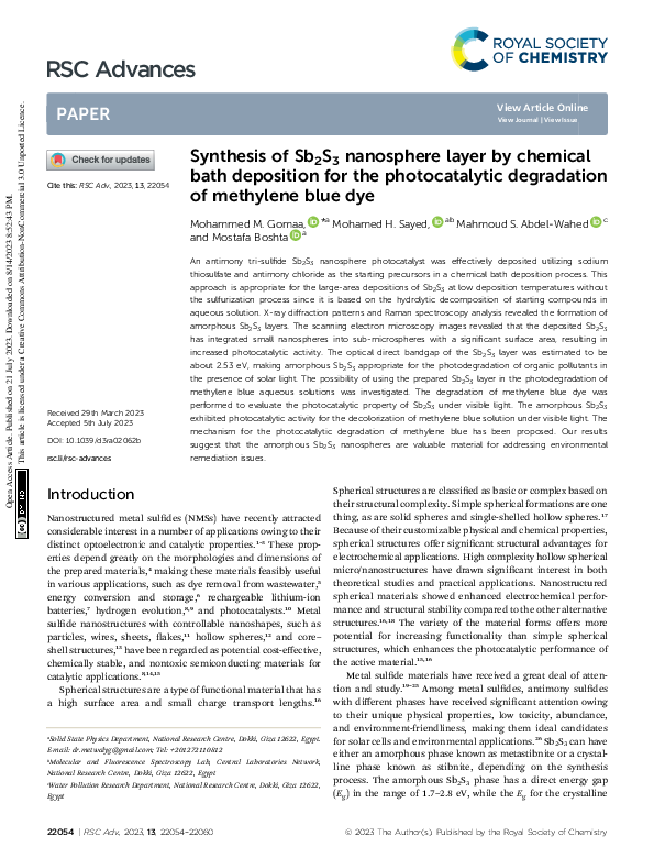 (PDF) Synthesis of Sb2S3 nanosphere layer by chemical bath deposition ...
