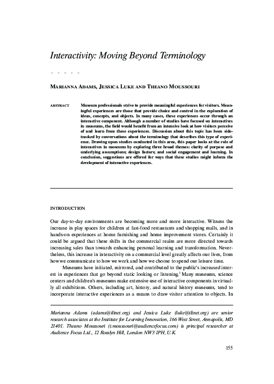 (PDF) Interactivity: Moving Beyond Terminology
