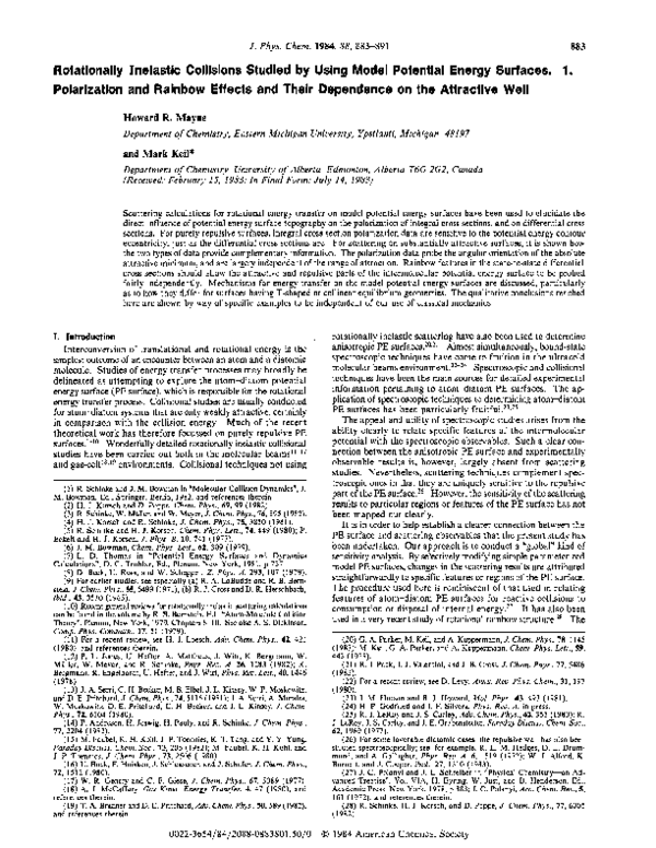 (PDF) Rotationally inelastic collisions studied by using model ...