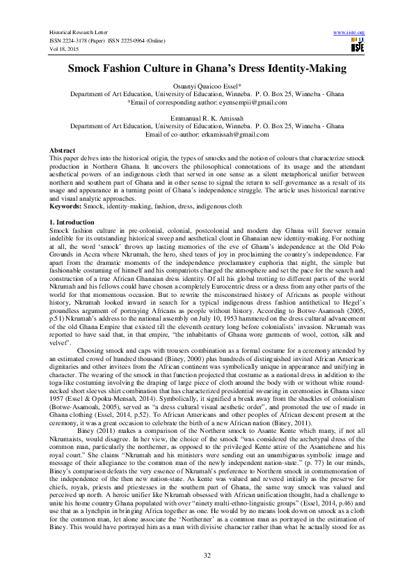 (PDF) Smock Fashion Culture in Ghana’s Dress Identity-Making