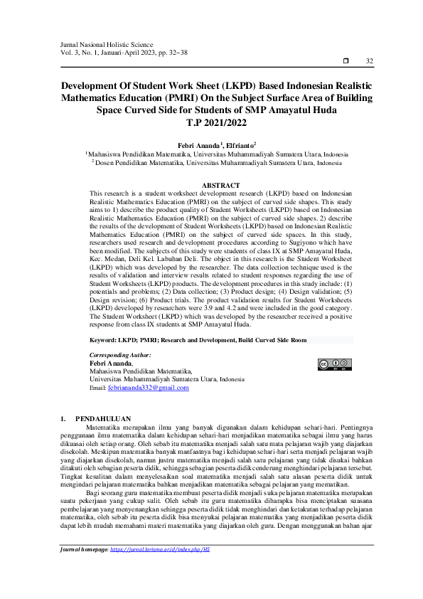 (PDF) Development of Student Work Sheet (LKPD) Based on Indonesian ...
