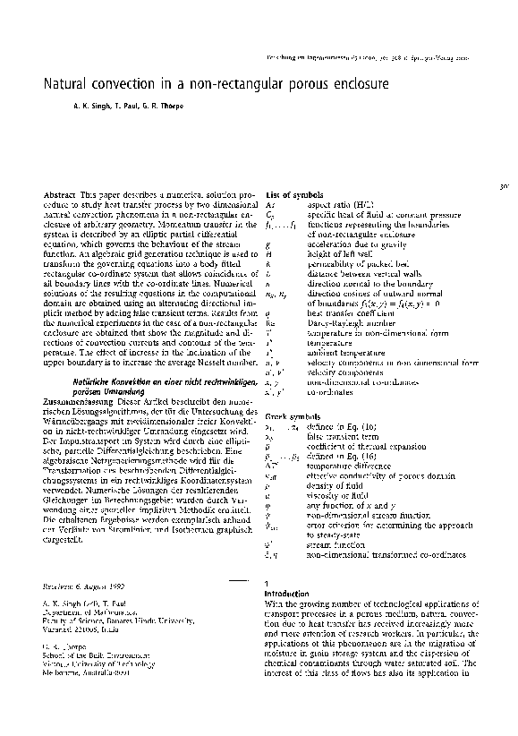 (PDF) Natural convection in a non-rectangular porous enclosure