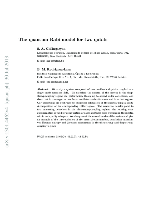 (PDF) The quantum Rabi model for two qubits