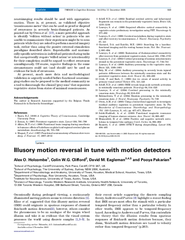 (PDF) Illusory motion reversal in tune with motion detectors
