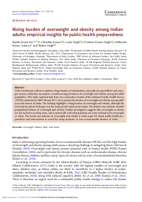 (PDF) Rising burden of overweight and obesity among Indian adults ...