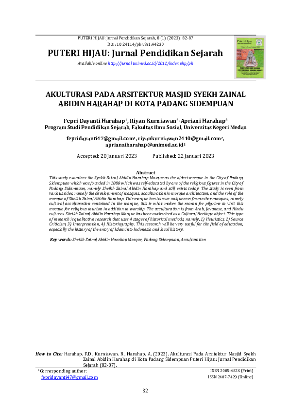 Sejarah Masjid Syekh Zainal Abidin, Pusat Sejarah Kota Padangsidimpuan