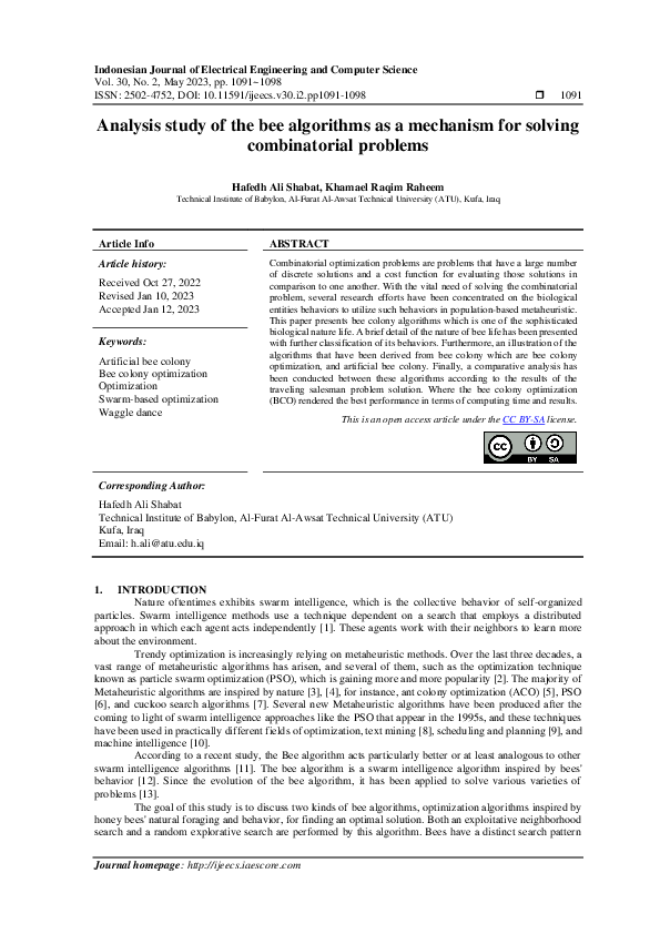(PDF) Analysis study of the bee algorithms as a mechanism for solving ...