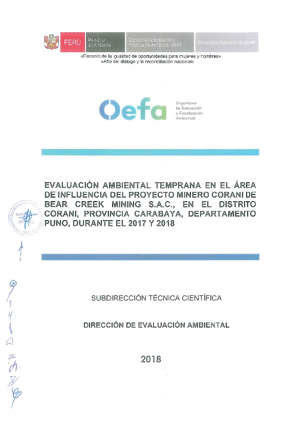 (PDF) Evaluación ambiental temprana en el área de influencia del proyecto minero Corani de Bear