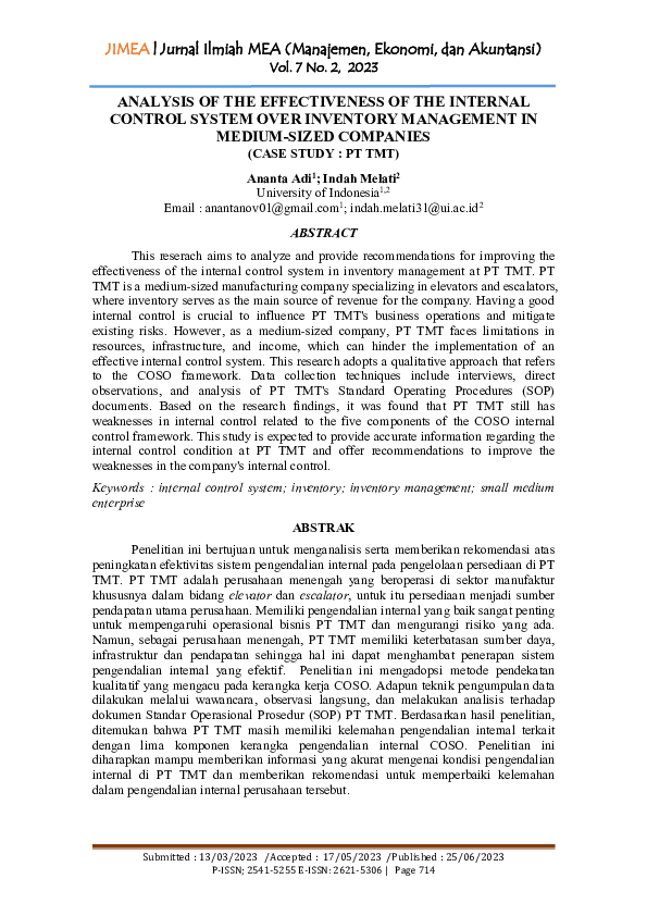 (PDF) Analysis of the Effectiveness of the Internal Control System Over ...