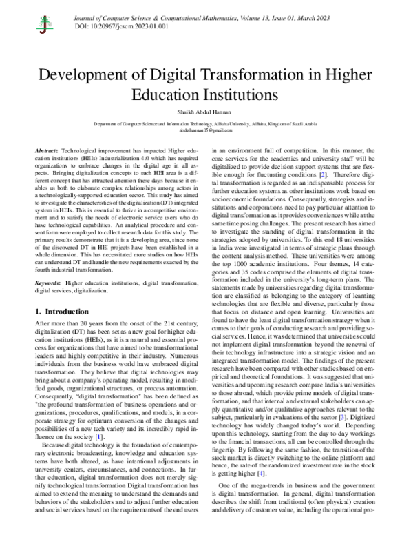 (PDF) Development of Digital Transformation in Higher Education ...