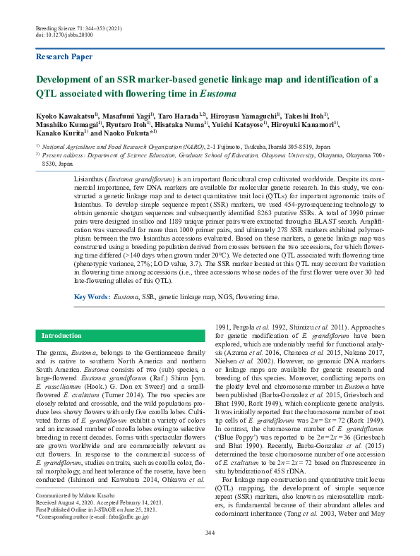 (PDF) Development of an SSR marker-based genetic linkage map and ...