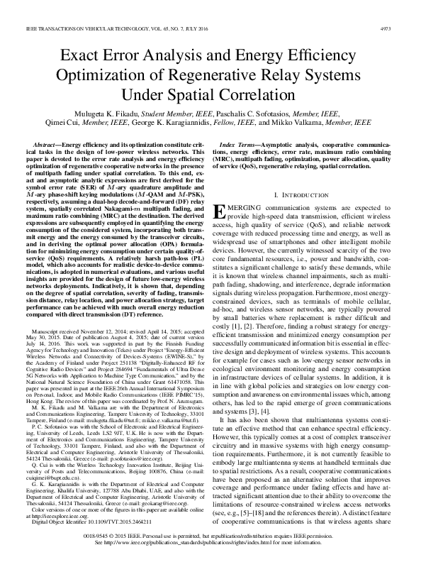 (PDF) Exact Error Analysis and Energy Efficiency Optimization of ...