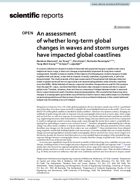 (PDF) An assessment of whether long-term global changes in waves and ...